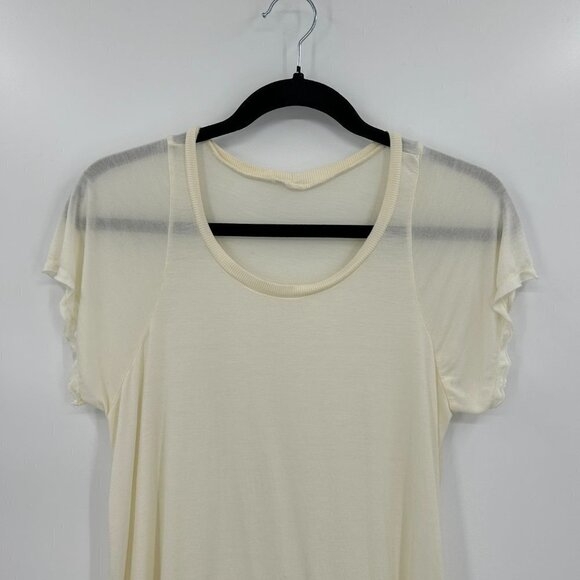 LAUREN MOSHI Sample Cream 100% Micro Modal Scoop Neck Short Sleeve Shirt Medium - Picture 3 of 6